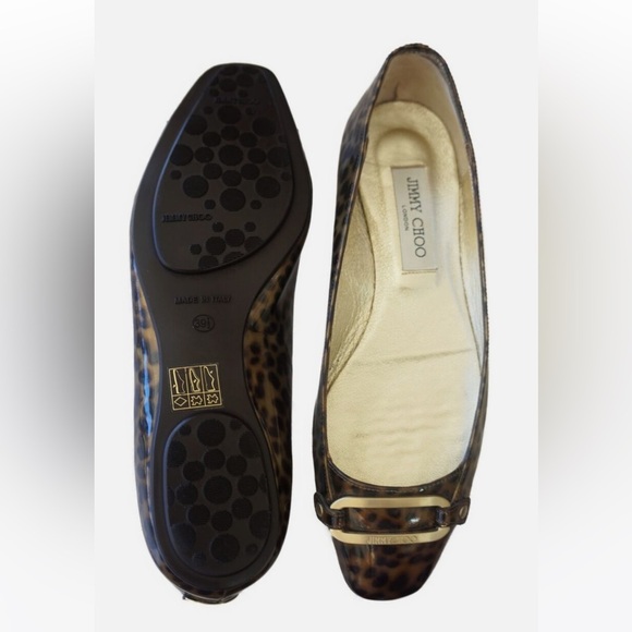 JIMMY CHOO 39 Tulita Leopard/ Tortoiseshell Patent Leather Ballet Flats 8.5 - Picture 2 of 7